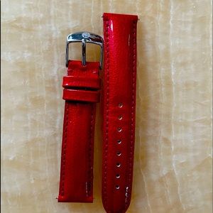 Glossy red Michele watch band size 18